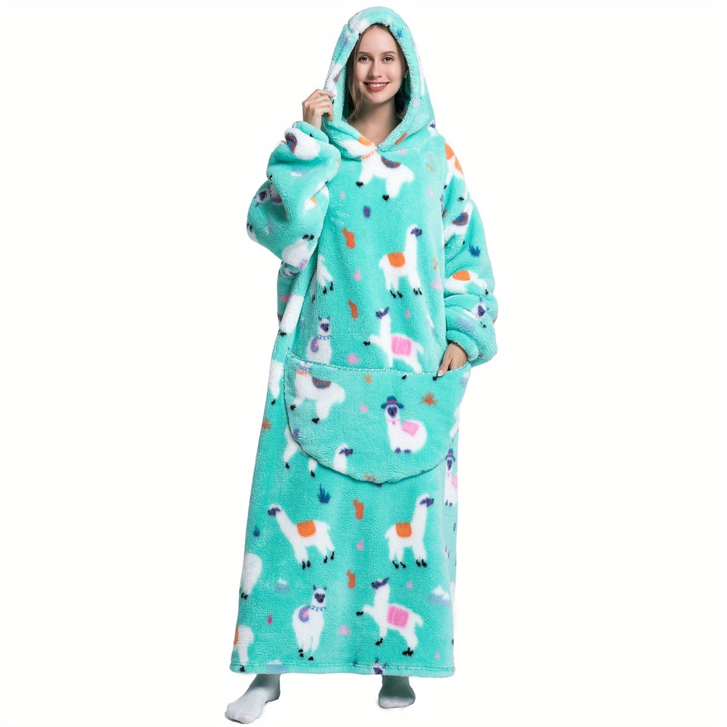 Oversized Hoodie Blanket for Women and Men Warm Fluffy Hooded Sweatshirt
