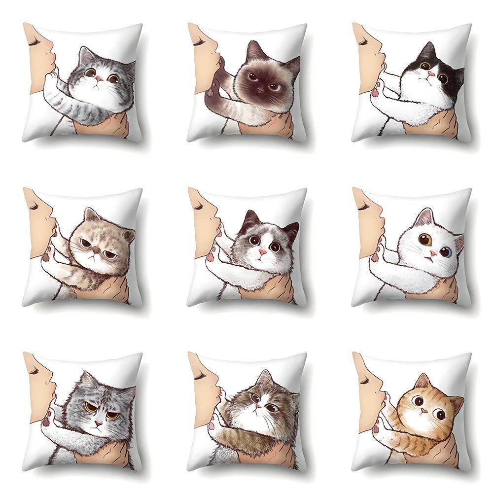 Cat Cushion Cover for Living Room Decor, Adorable, 18x18 Inches