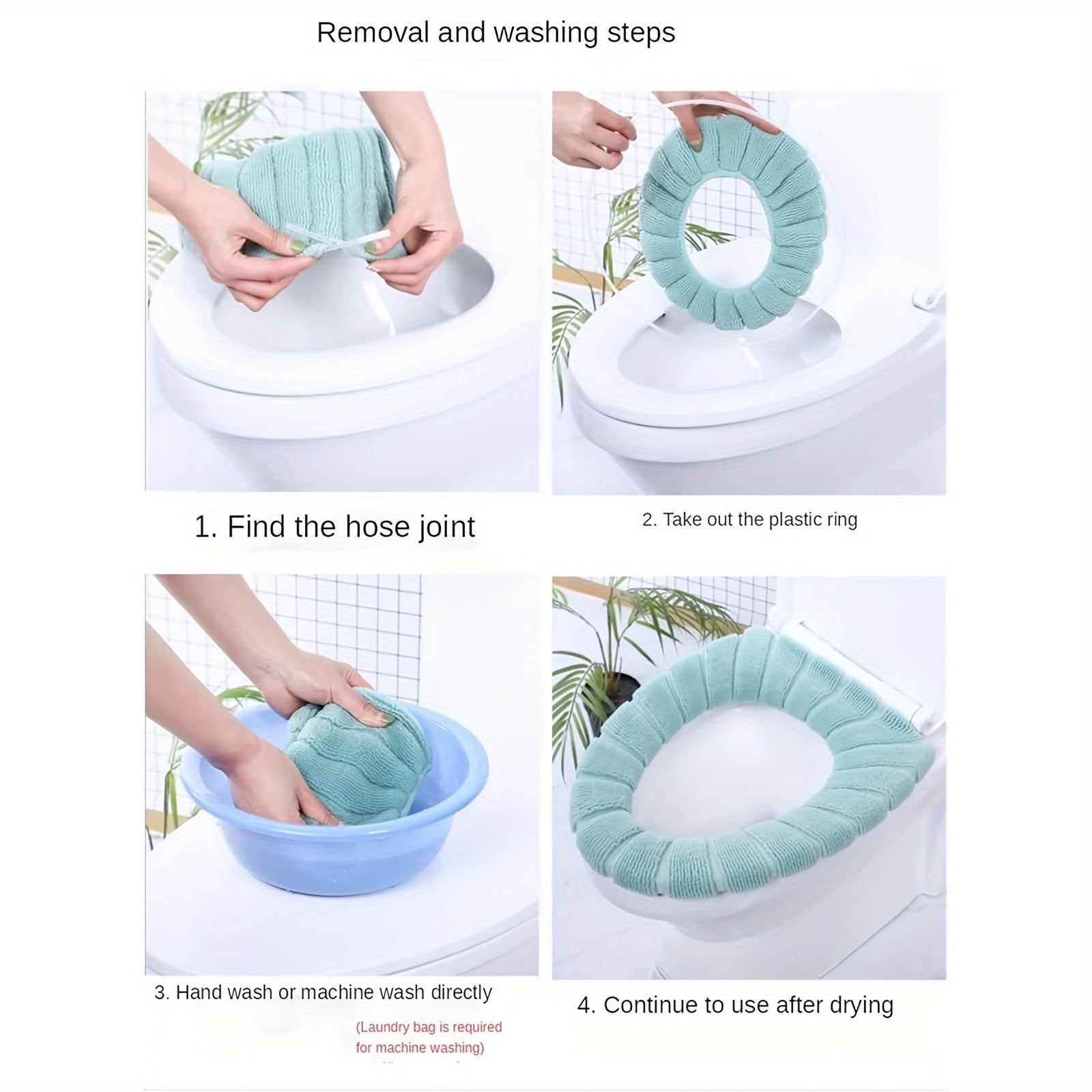 Unisex Plush Warm Toilet Seat Cover Adjustable Soft Machine Washable