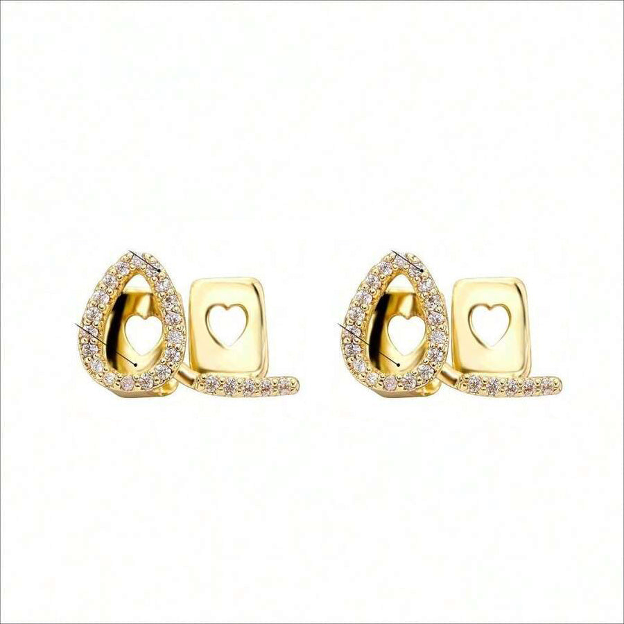 Set of 2 Gold Plated Tooth Grills with Cubic Zirconia Hip Hop Jewelry for Men and Women