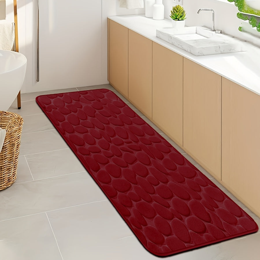 Quick-Dry Pebble Bath Mat Non-Slip Sponge Floor Mat for Bathroom Kitchen Laundry Bedroom