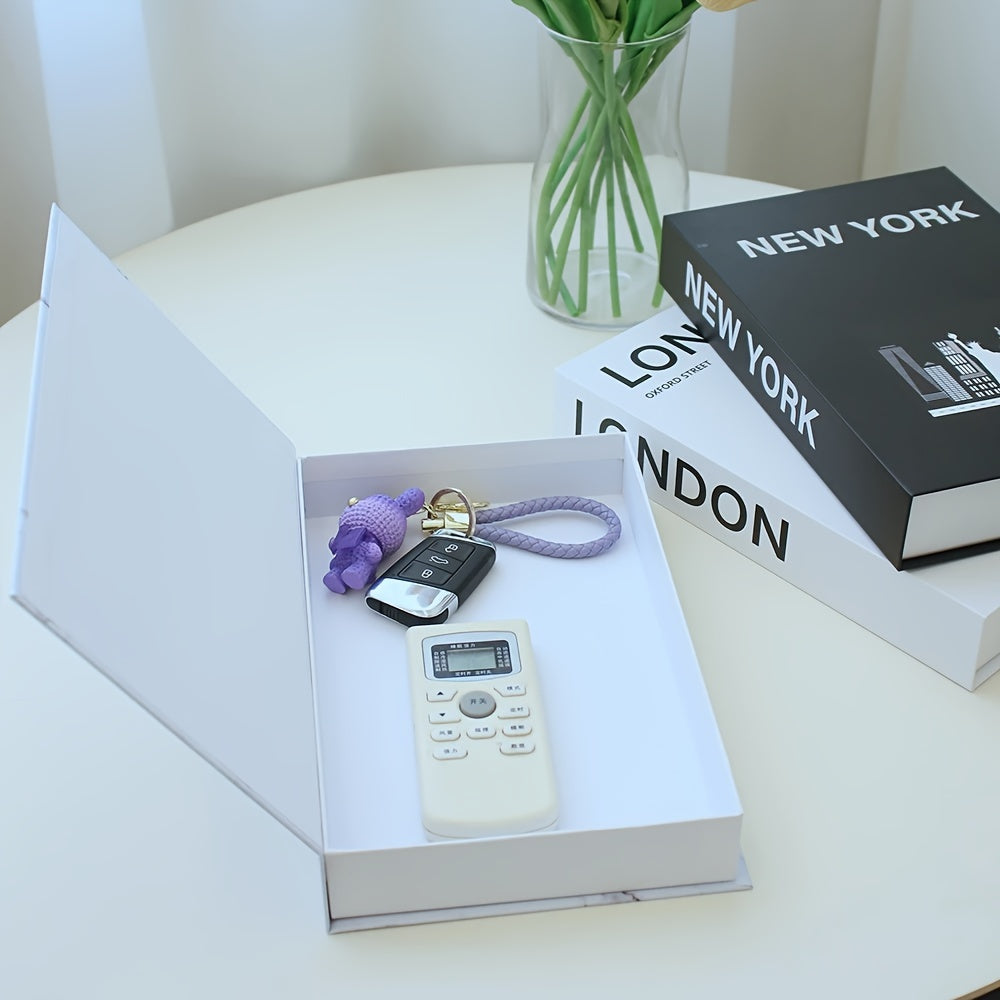 Nordic-Inspired Faux Book Decor Rectangular Flip Cover Home Accent Piece