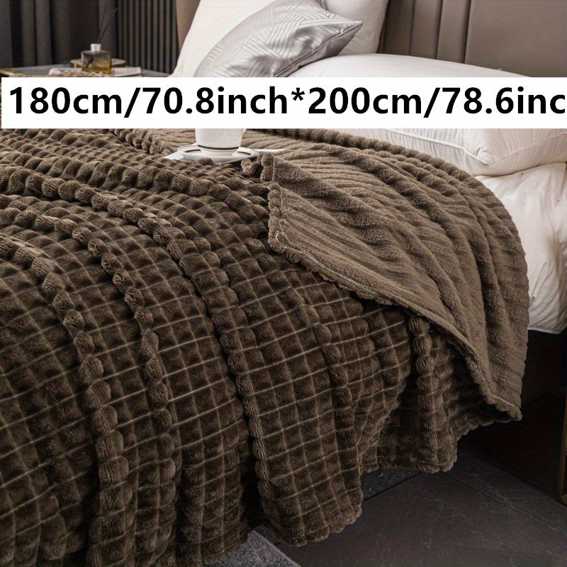 Manta de cama de piel de conejo con patrón de grano de maíz, suave y acogedora, para mascotas y hogar