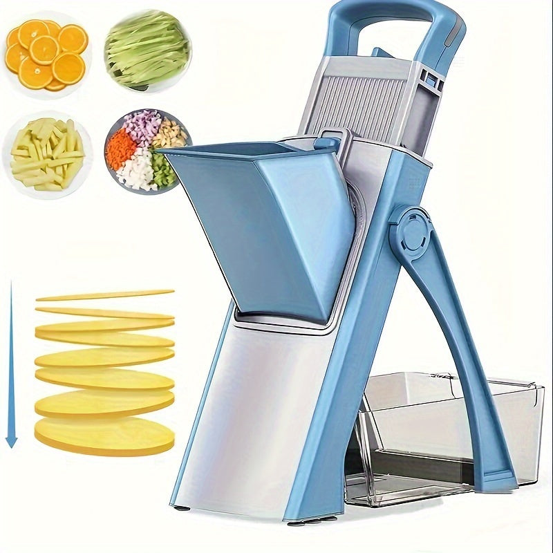 Adjustable Safety Vegetable Slicer with Stainless Steel Blade for Fruits and Vegetables