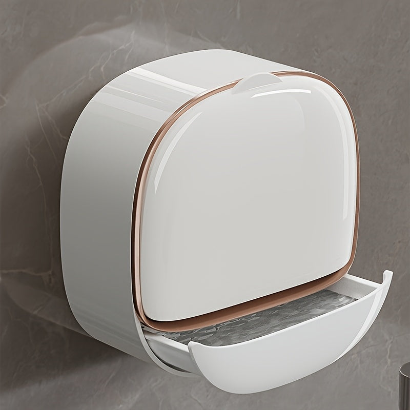 Wall-Mounted Bathroom Soap Holder with Drain Tray Double Layer Plastic Storage Rack