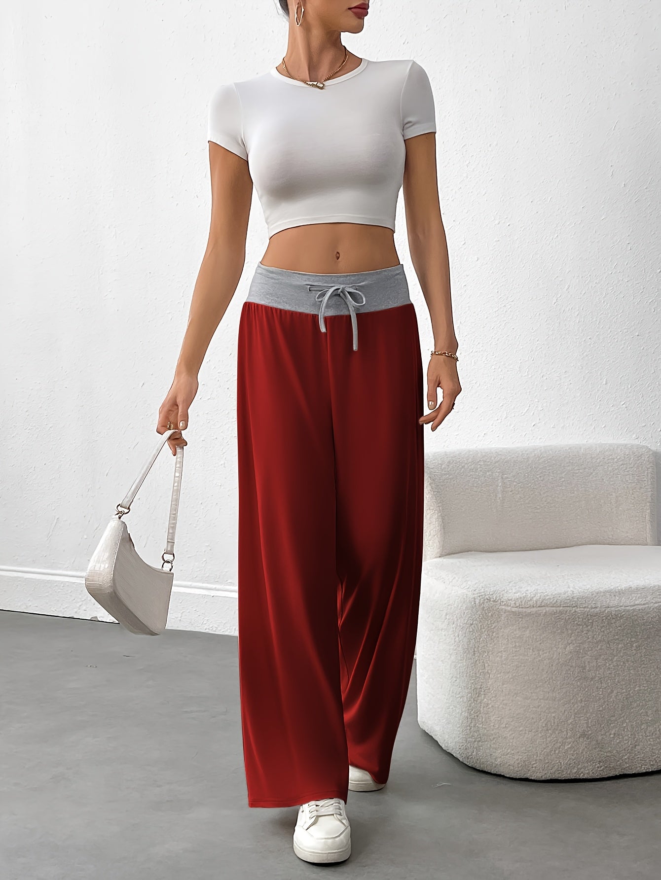 Plus Size Women's Lightweight High-Waisted Drawstring Yoga Pants Set