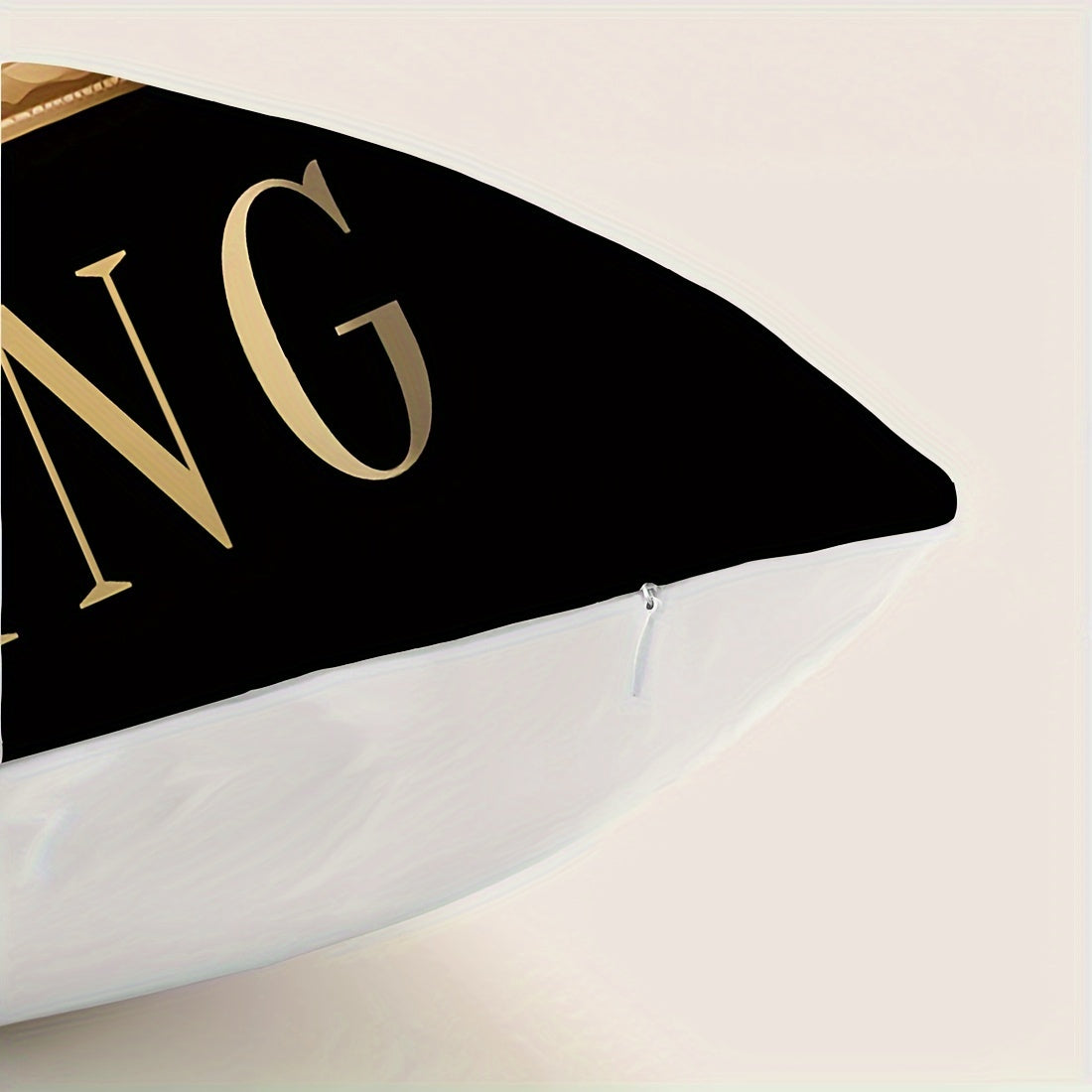 Set of 1 or 2 Peach Skin Pillowcases 45x45cm with Black Background Golden Crown Design for Sofa Bed Bedroom Decor