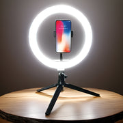 Dimmable USB Ring Light with Tripod and Phone Holder for Photography and Streaming