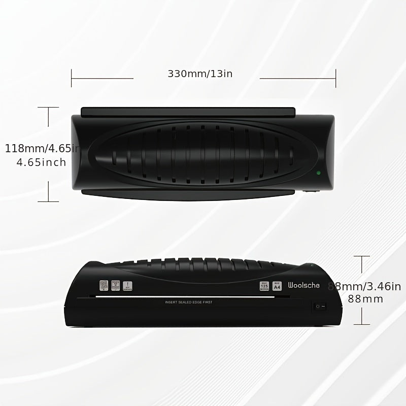 A4 Laminator for Photos and Documents Black Compact Fast Heat-up Small Office Use