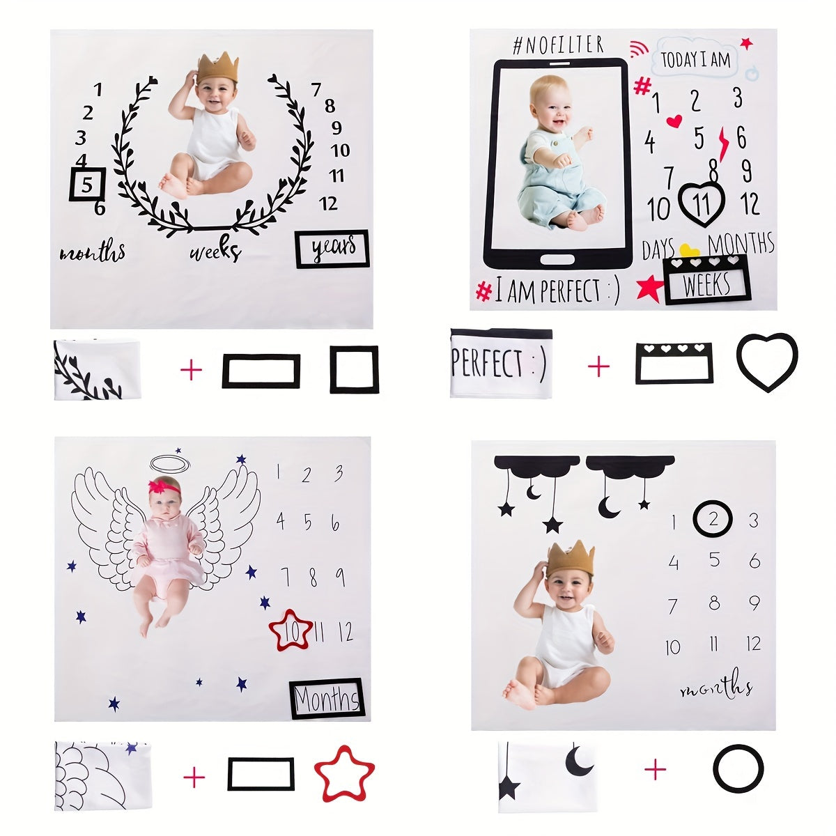 Baby Photography Blanket Soft Cotton Milestone Prop for Newborns and Monthly Photoshoots