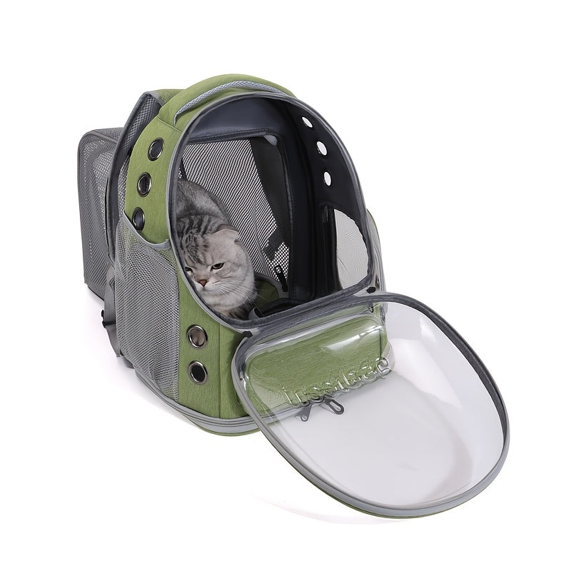 Nylon Cat Backpack Carrier with Zipper Mesh Panels and Adjustable Straps