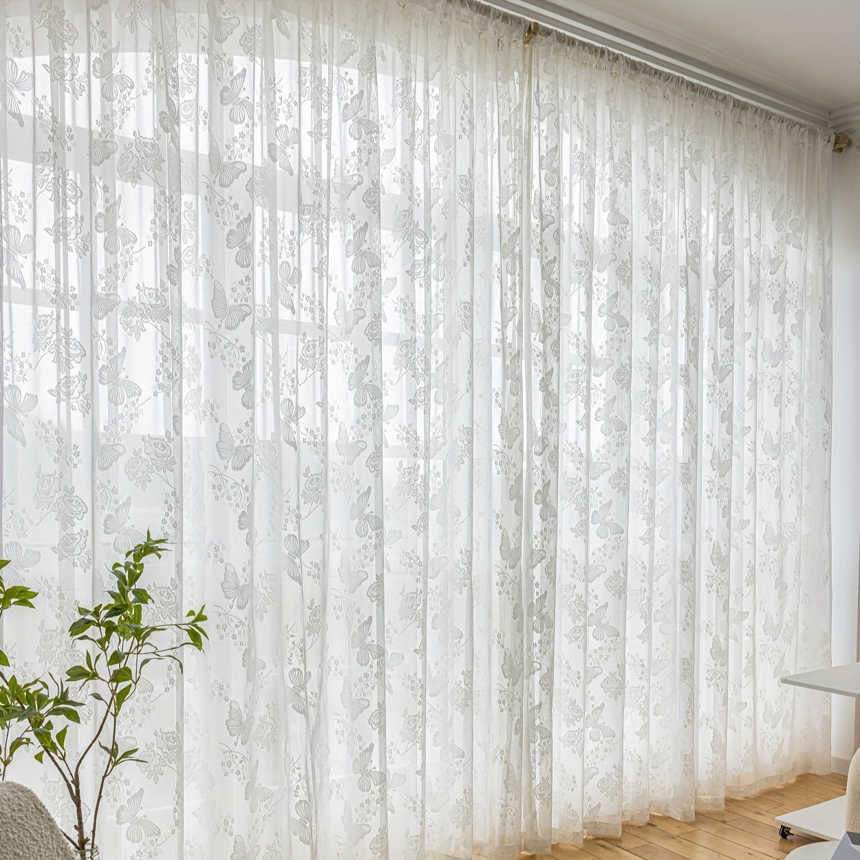 Luxurious Gold Lace Jacquard Embroidered Curtains Set with Sand Finish for Living Room Bedroom and Home Office