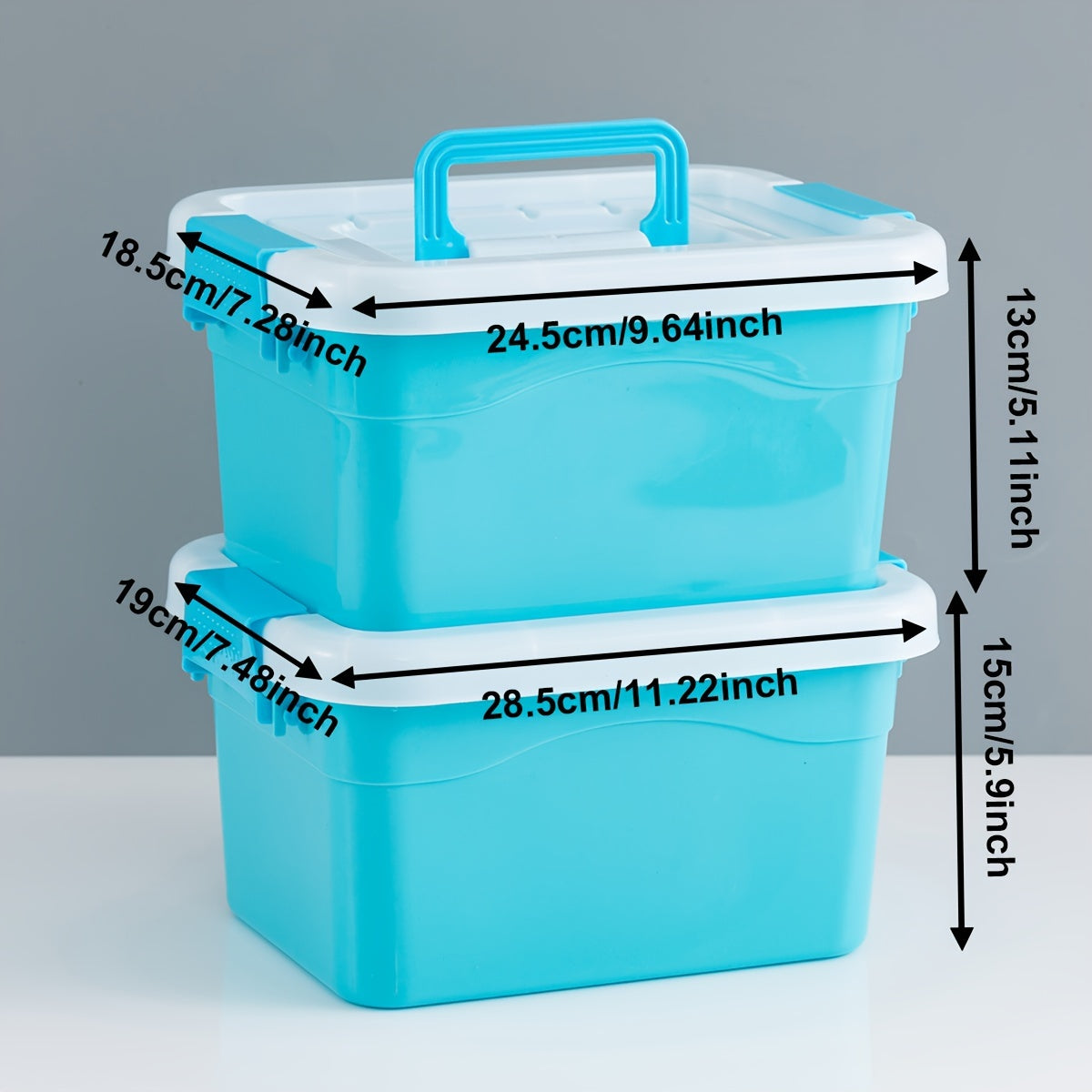 Set of 2 Plastic Storage Bins with Lids Moisture-Resistant Dustproof for Bathroom Toys Stationery