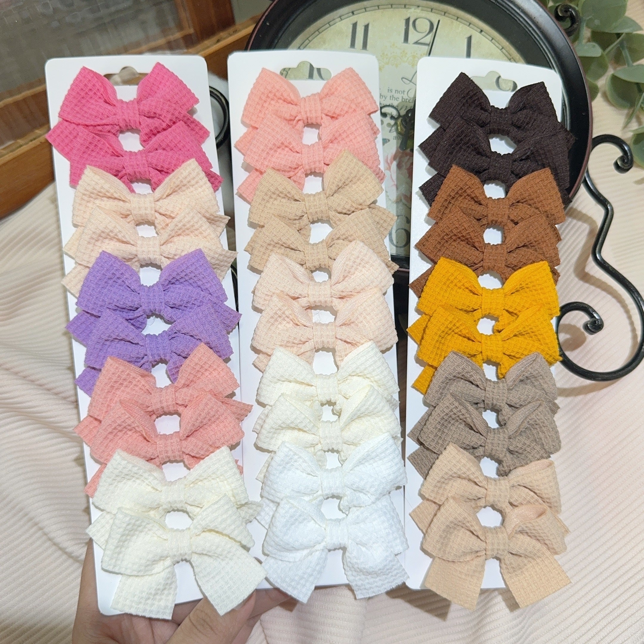 Girls Hair Bows Set 10 Colorful Nylon Polyester Hair Accessories for All Seasons