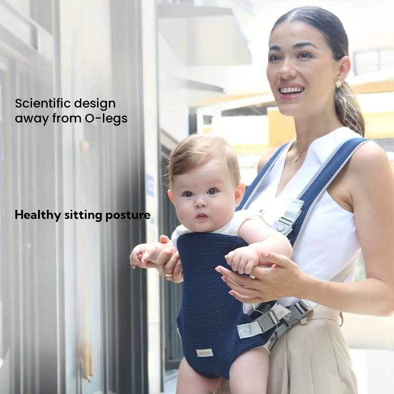 All-Season Baby Waist Stool Carrier for Kids in Deep Gray Red Navy