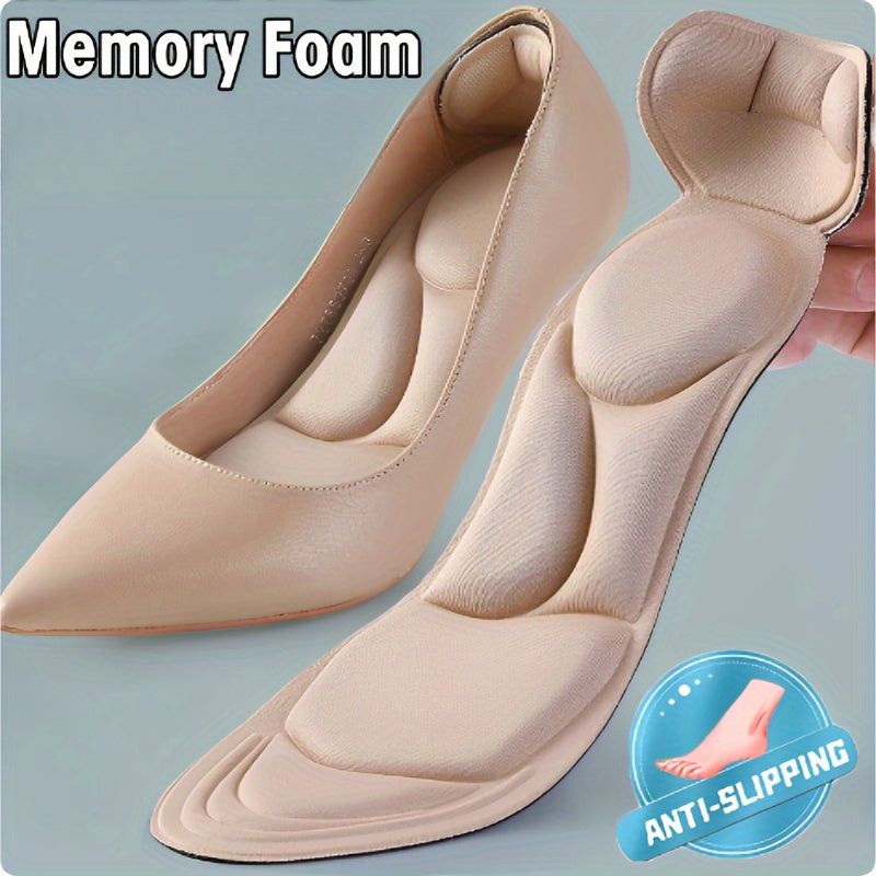 Unisex Memory Foam Insoles Non-Slip Comfort Support Black Beige