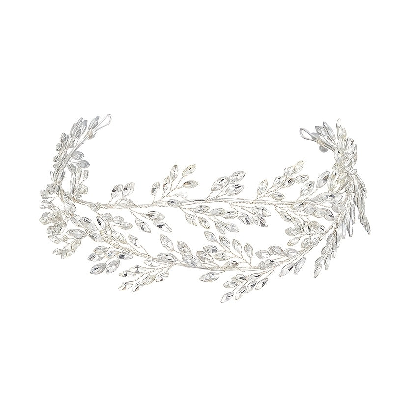 Silvery Rhinestone Bridal Tiara Wedding Headband with Crystal Accents and Alloy Design