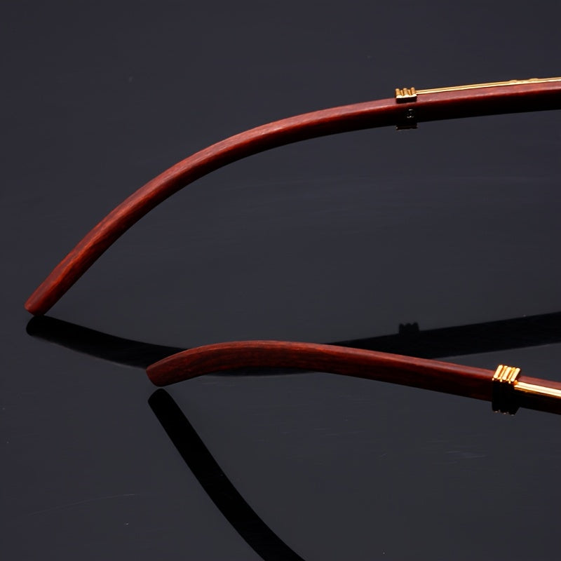 Ayollar uchun vintage yashil gradientli ko'zoynaklar, leopard bosma metall ramka va yog'och tutqichlar bilan