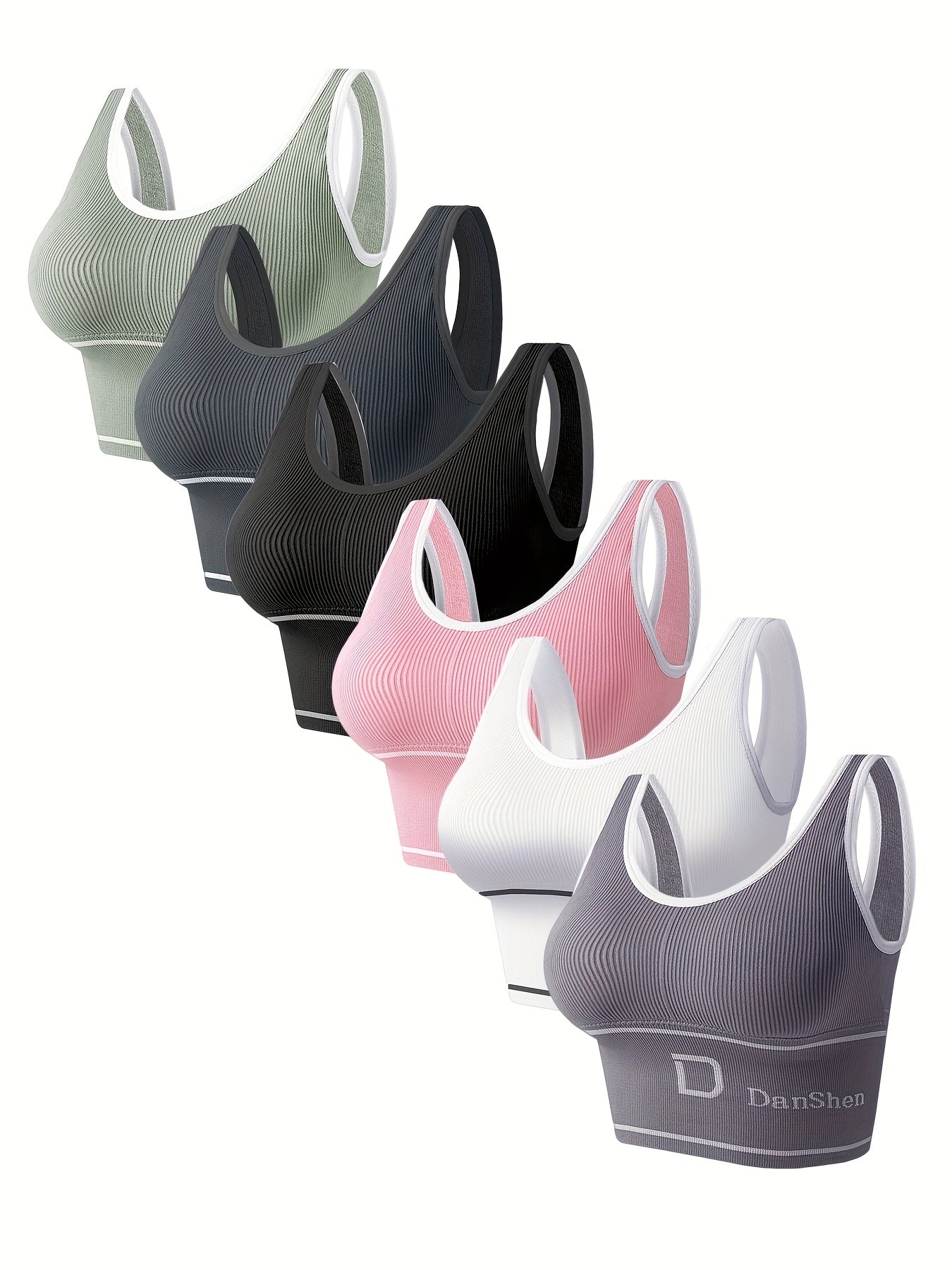 Women Sports Bra Tank Top Set Wire-Free Padded High Elasticity for Yoga Running