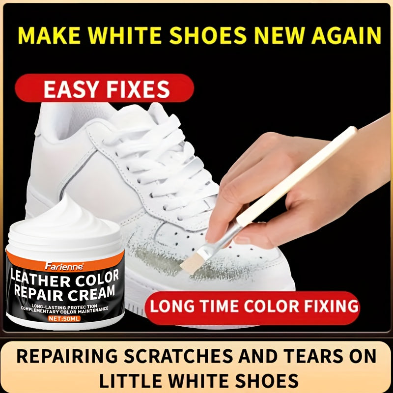 White Faux and Vinyl Shoe Repair Kit - Color Fixing Cream for Scratches