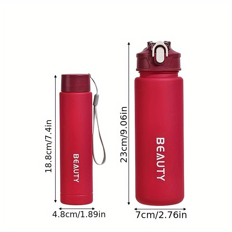 Frosted Plastic Water Bottle with Scale for Outdoor Sports and Office Use