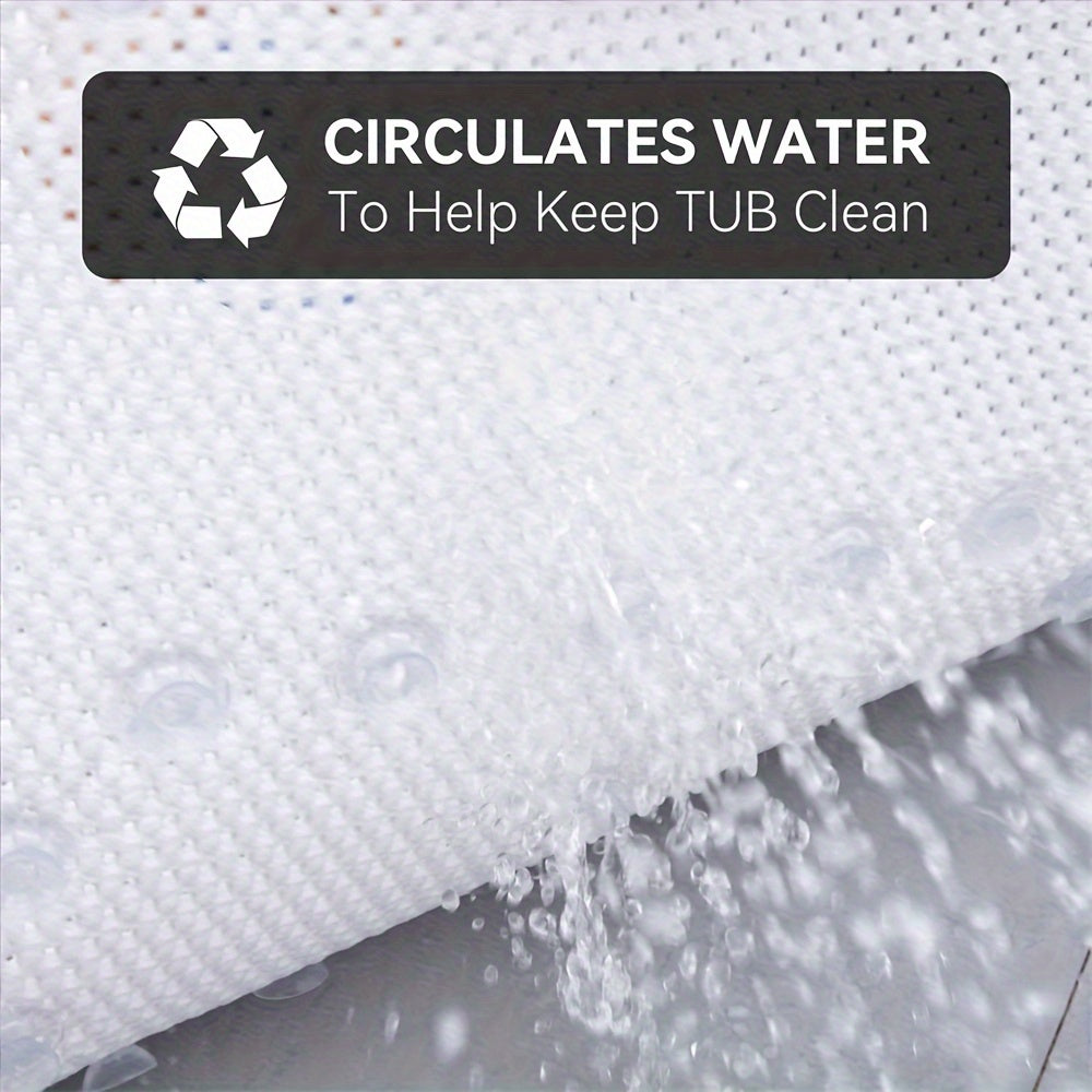 Антискользящий белый коврик для ванны и душа 43x91 см с щеткой для чистки ног