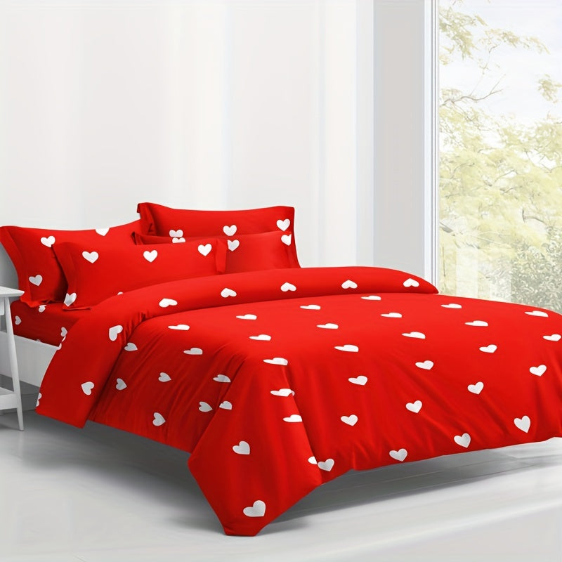 Brushed Duvet Cover with Love Print for Bedroom or Guest Room Polyester Woven Zipper Closure