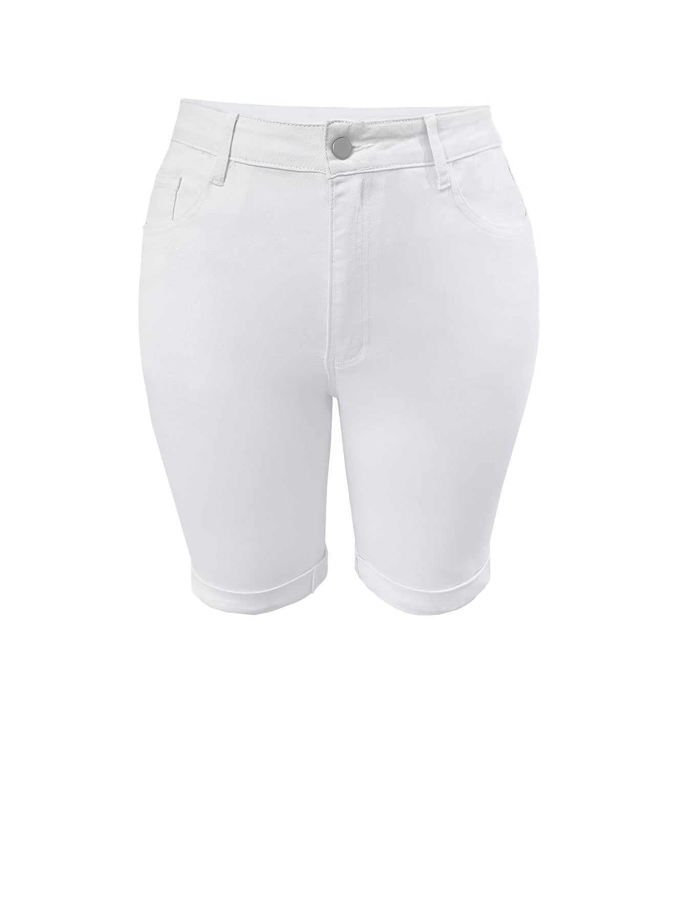 Ayollar uchun denim yuqori bel shortlari, elastik, to'rt fasl uchun, ko'k, katta