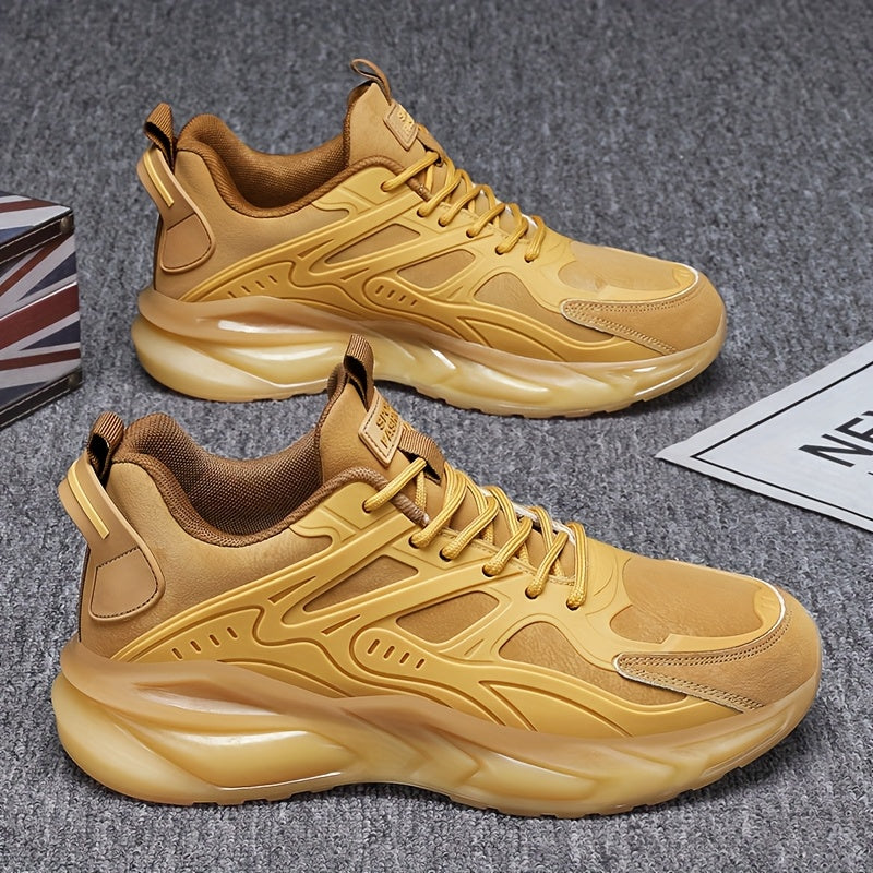 Men's Breathable Casual Athletic Sneakers Rubber Non-Slip Sole Lace-Up Chunky Style All-Season