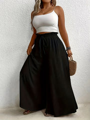 Women’s Wide-Leg Skirt Pants Beige High-Waisted Casual Spring Summer Fall