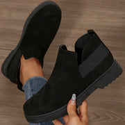 Women's Black Ankle Boots with Elastic Panel Round Toe All-Season Comfort
