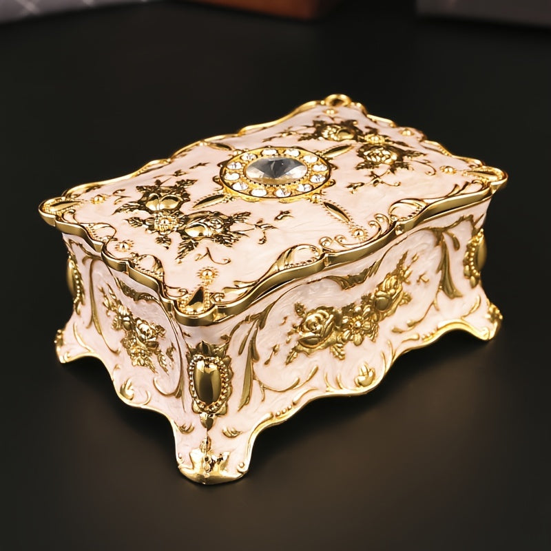 Красная эмалированная шкатулка для украшений с бархатным интерьером для серег, часов и аксессуаров