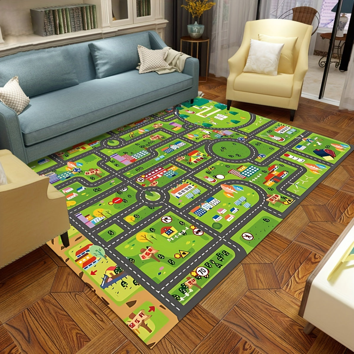 Kids Play Mat Soft Non-Slip Thick Flannel Rug for Kitchen Bathroom Living Room