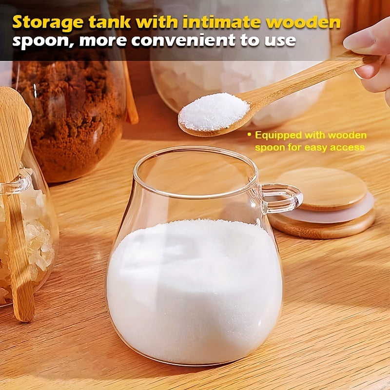 Glass Jar with Bamboo Lid, Leak-Proof, Reusable, 3 Sizes for Coffee Tea Grains