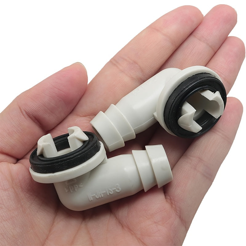 2 Pieces Plastic Air Conditioner Drain Hose Elbow Fittings with Rubber Rings