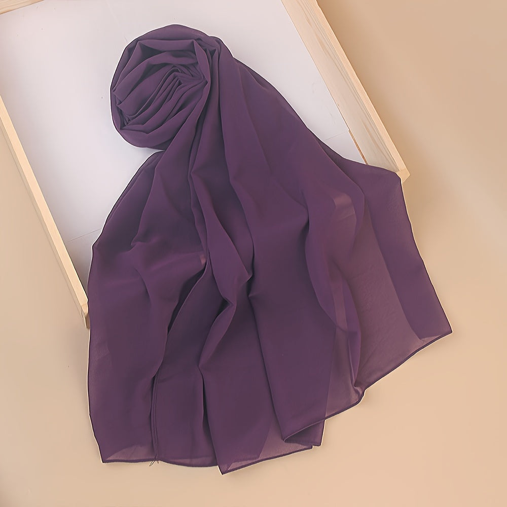 Ayollar uchun toza rangli chiffon hijab sharf, yumshoq, engil va ko‘p maqsadli bosh yopishqoq