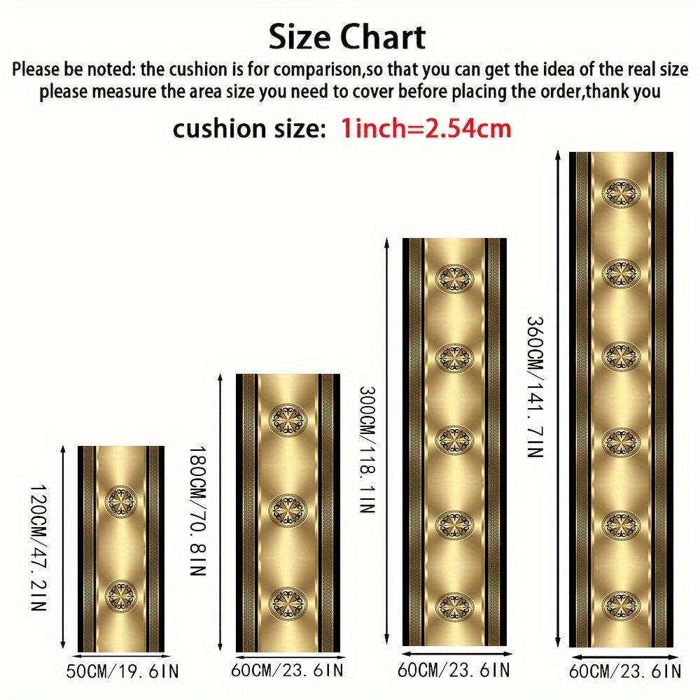 Yevropa uslubidagi mehmonxona kirish gilamasi, oltin naqshli, dog'ga chidamli velur