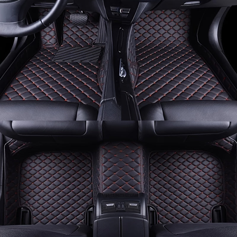 Ford Focus 2006-2011 Car Floor Mats PU Leather Quilted Diamond Pattern Black Interior Protection