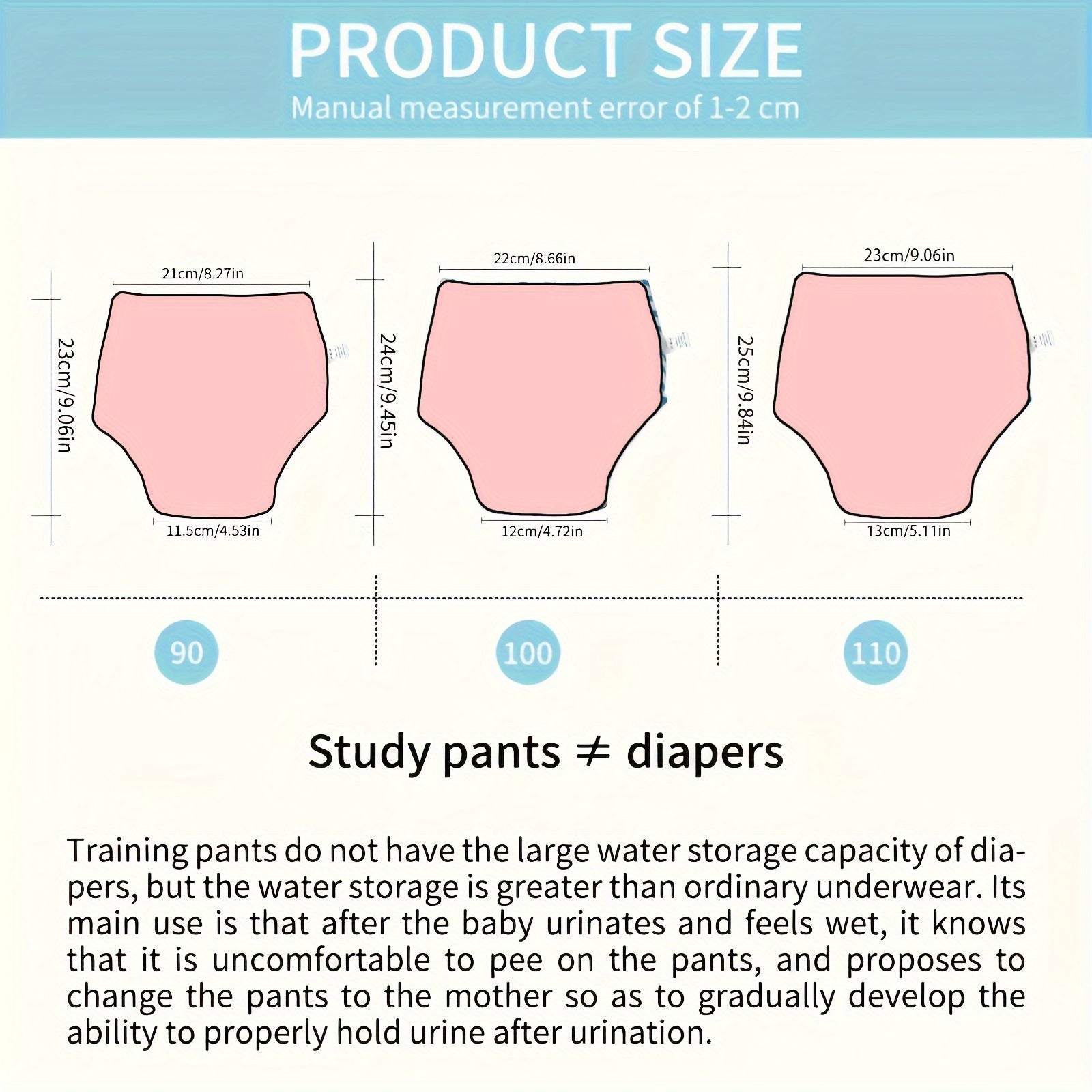 Girls Potty Training Pants Reusable Cloth Diapers with Cartoon Prints Pink White 2 Pairs