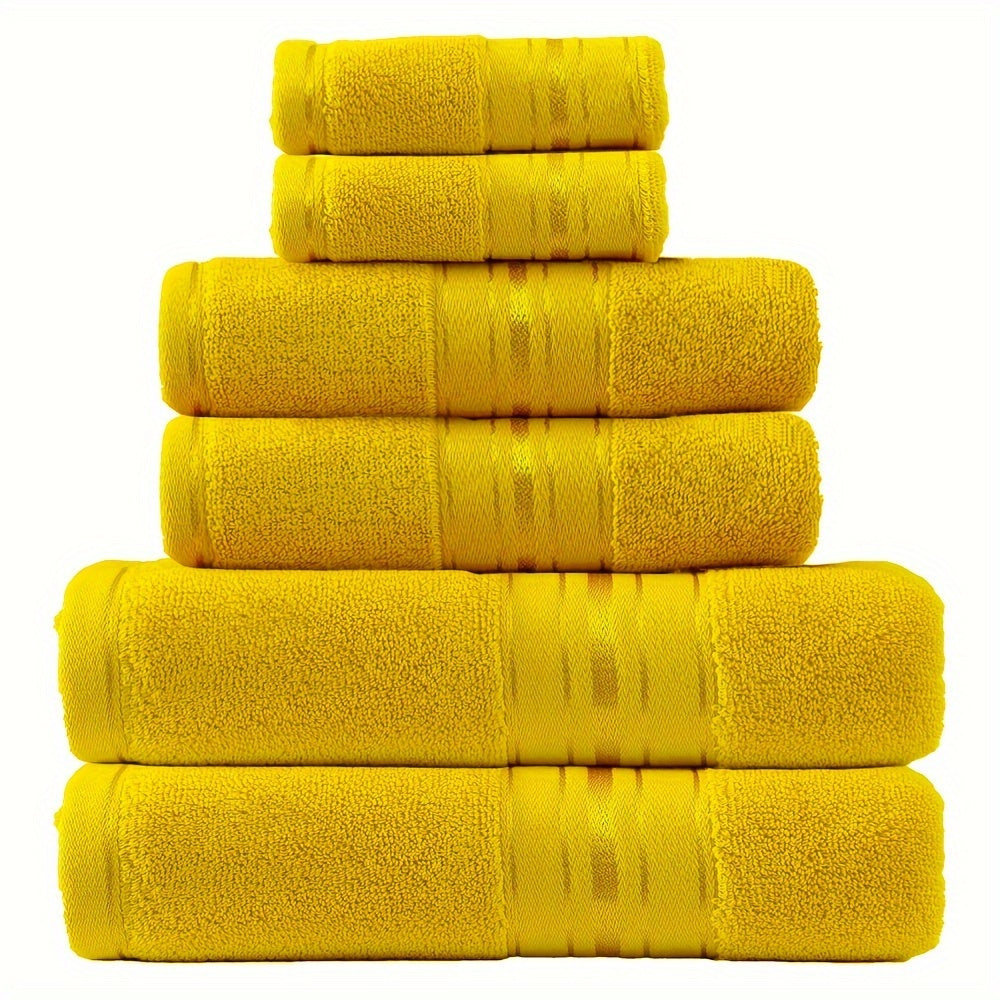 Set of 6 Absorbent Cotton Bath Towels for Spa Hotel Bathroom Use