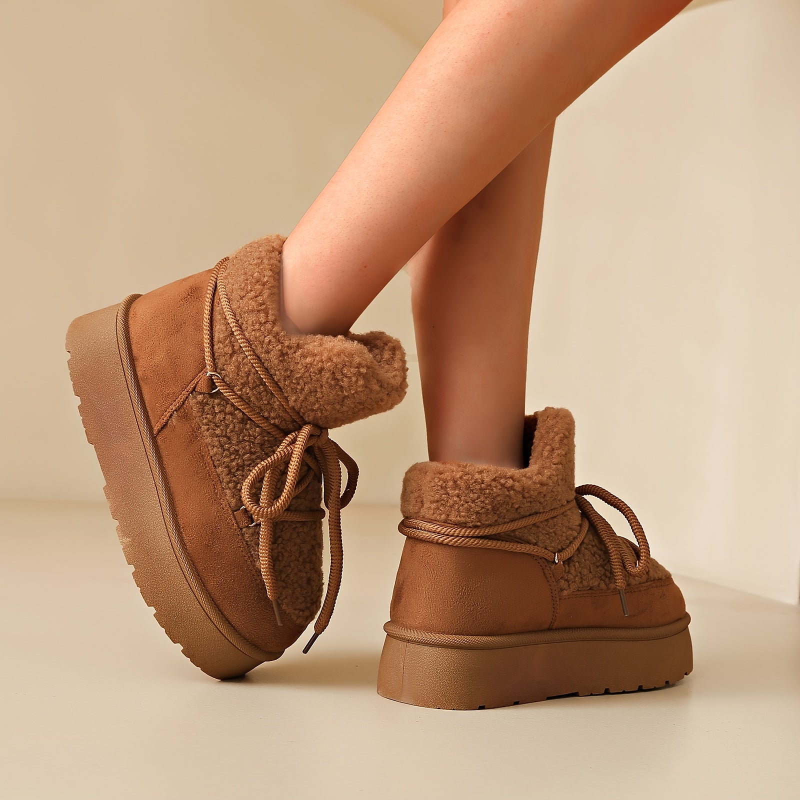 Women Snow Boots Winter Warm Slip-On Round Toe Fabric PVC Sole