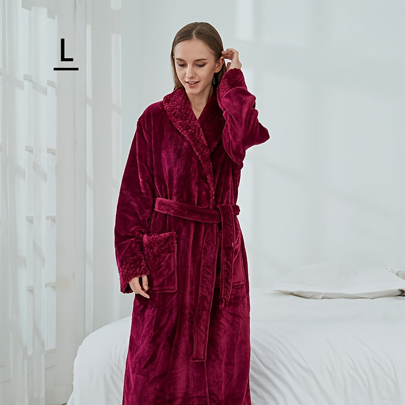 Unisex Flannel Bathrobe for Autumn Winter Cozy Nightwear Home