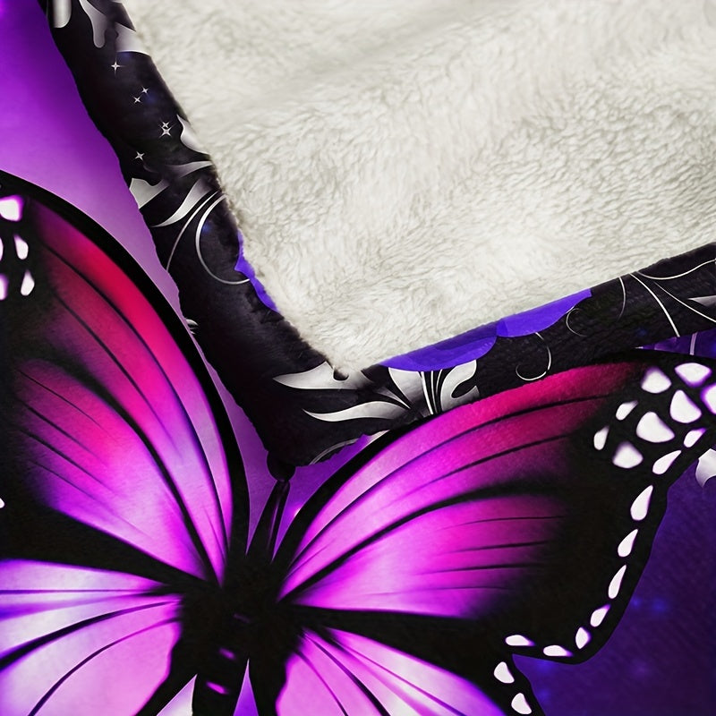 Flannel Butterfly Floral Print Blanket Cozy Throw for Home and Travel All Seasons