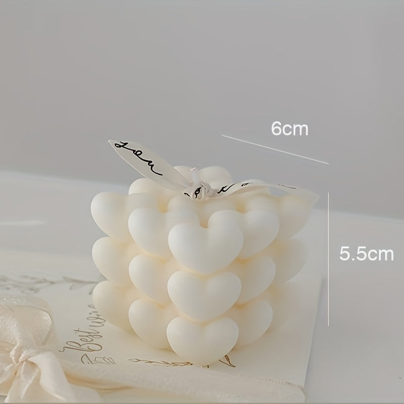 Vela perfumada cubo de magia en forma de corazón regalo para Tanabata cumpleaños decoración del hogar