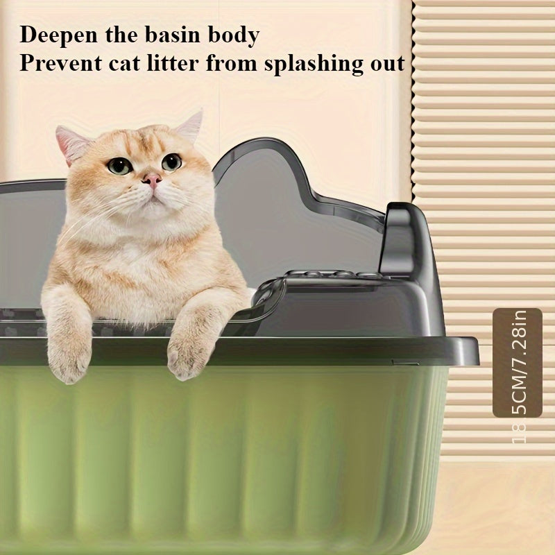 Large ABS Cat Litter Box with Splash Guard and Scoop in Multiple Colors
