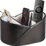 Faux Leather Remote Control Holder with 3 Compartments Birds Nest Design Waterproof Desk Organizer for Makeup Stationery