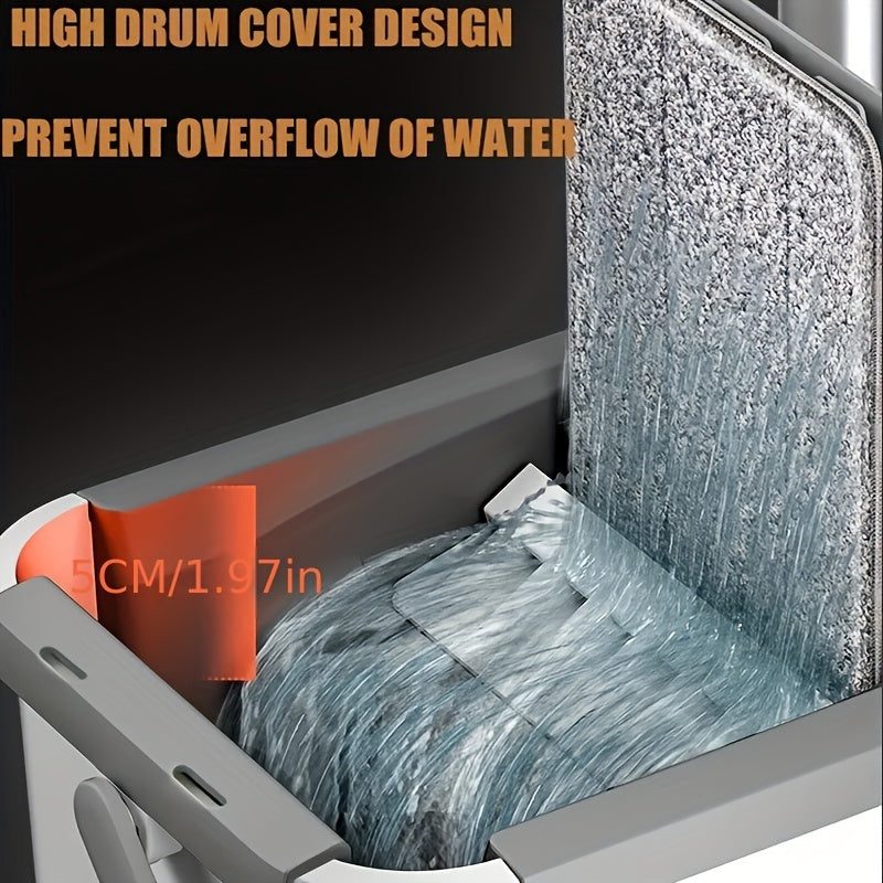 Microfiber Mop and Bucket Set with Hands-Free Washing System for Floor Cleaning