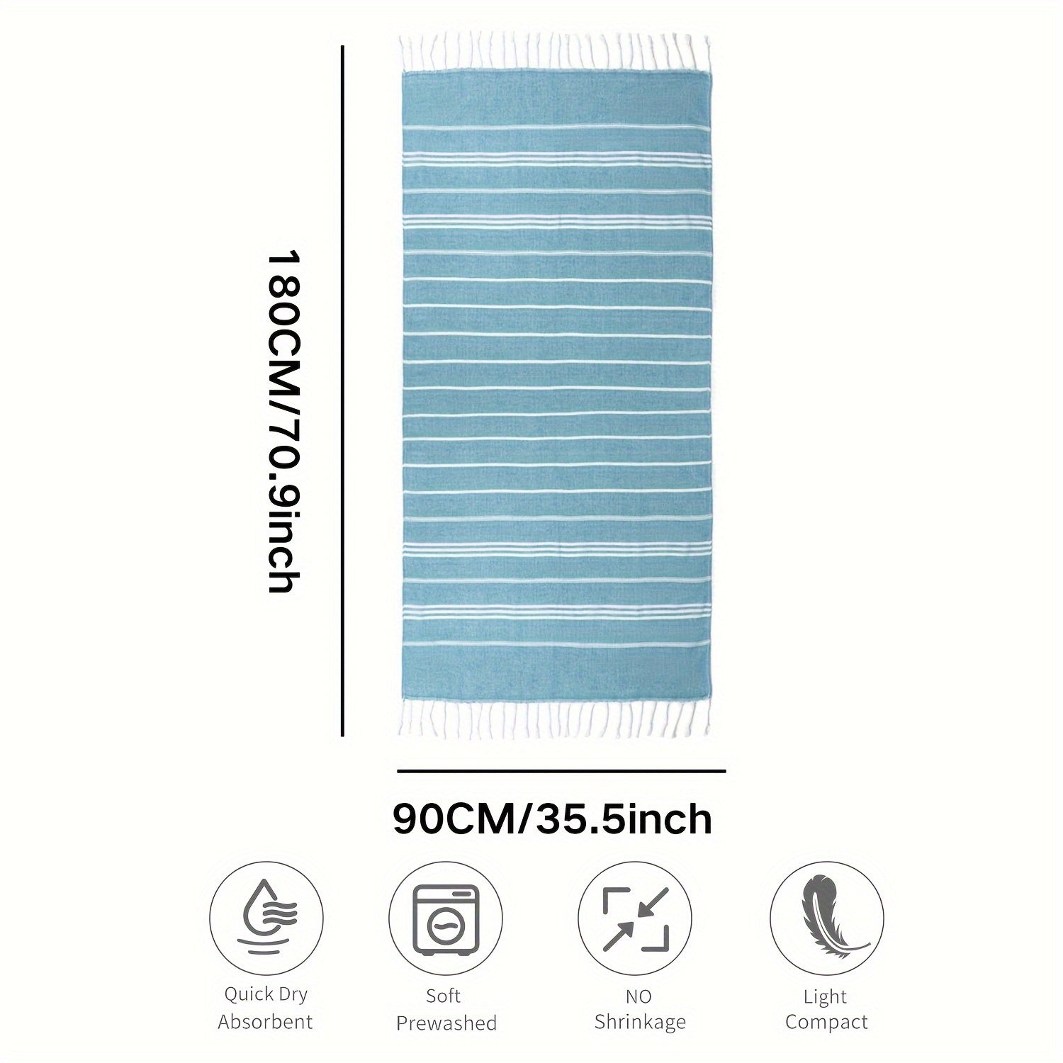 SHENGPENG Zamonaviy Chiziqli Plyaj Sochiq: 1 dona, 90.17x180.34 sm, 50% Paxta 50% Polyester, To'qilgan, Rangga chidamli, Tez quriydigan, Yengil, Qumga chidamli, Singdiruvchi, Qirralari bezatilgan Spa va Sayohat Sochiqi uchun Thanksgiving