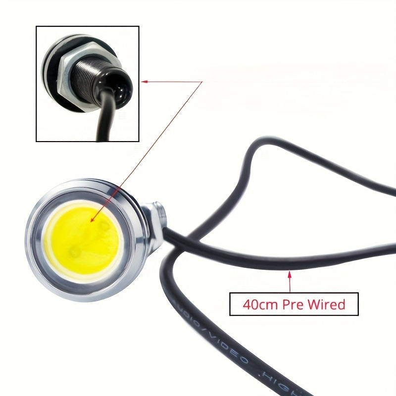 2 dona 18mm Kumush Shell Eagle Eye LED DRL chiroqlari Avtomobil ko'rinish uchun