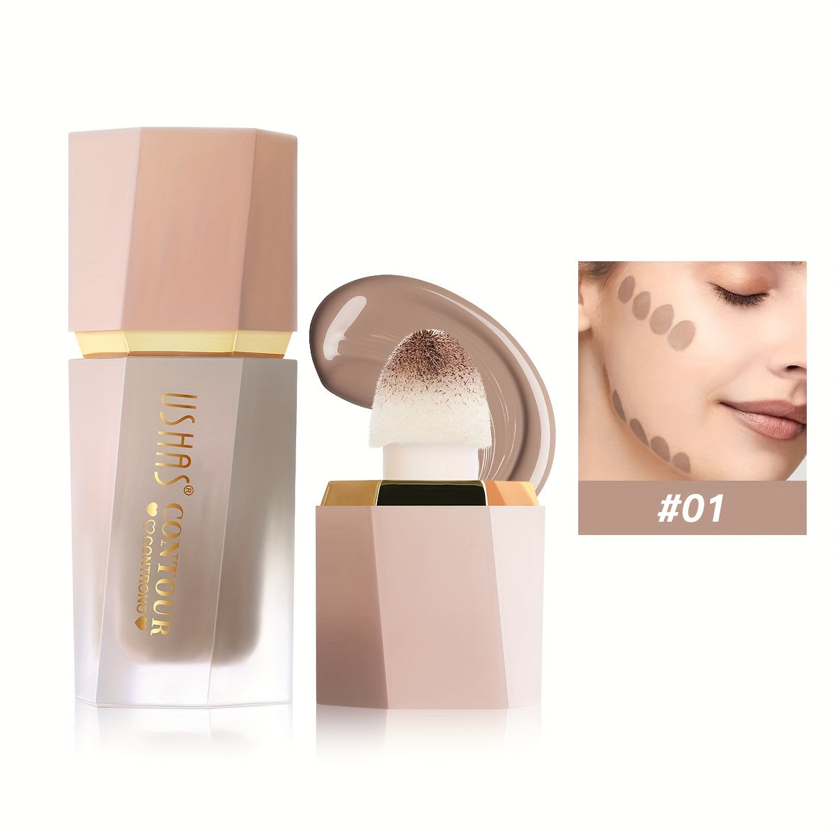 Corrector líquido para rostro de mujer y contorno - Hidratante, a prueba de agua, con aplicador de esponja